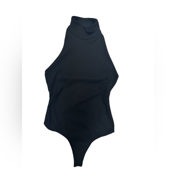 Victoria’s Secret Sport Small S/CH Black Sleeveless Ribbed Mock Neck Bodysuit - Picture 3 of 6